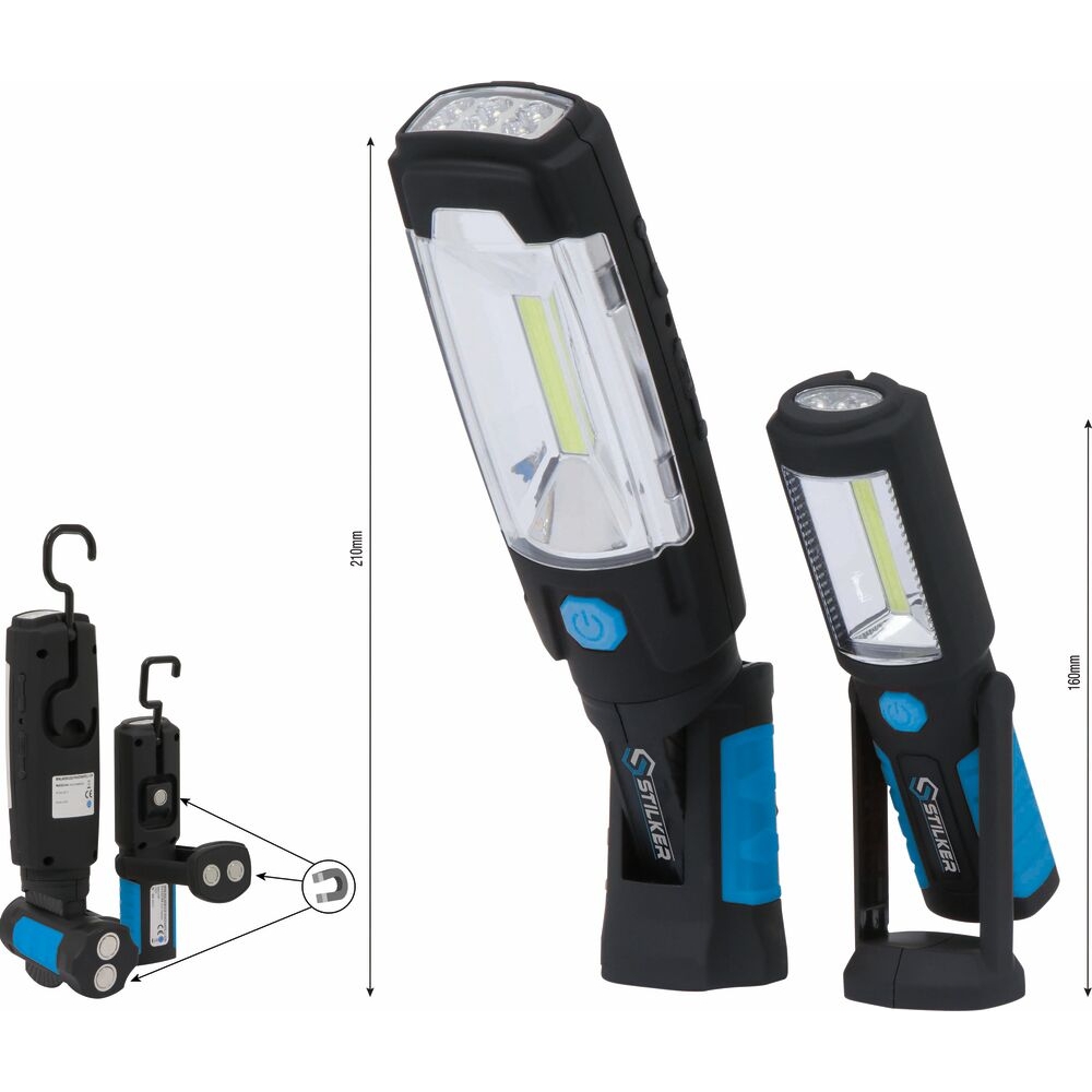 Baladeuses LED 280 lumens+180 lumens articulées rechargeables - de 2 pcs STILKER - 02164