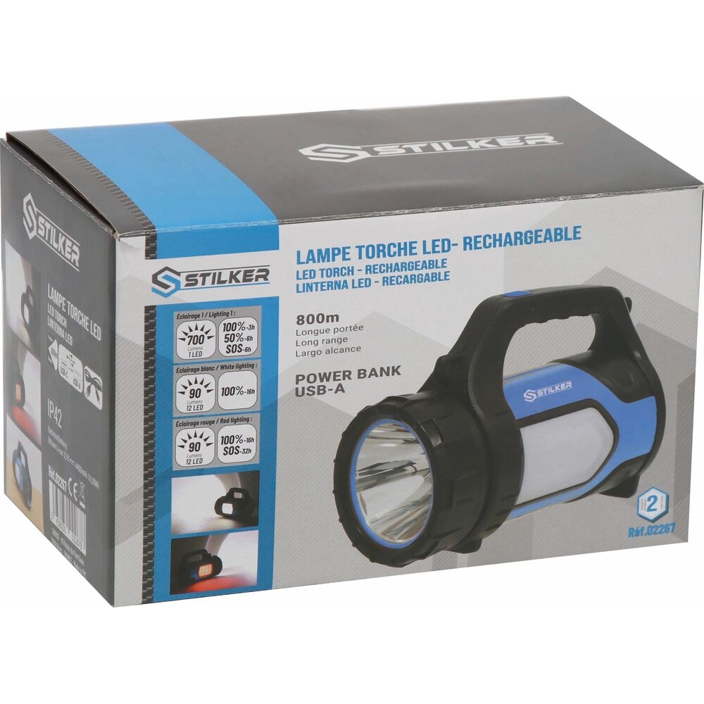 LAMPE TORCHE LED 700 LUMENS LONGUE PORTÉE RECHARGEABLE - STILKER - 02267