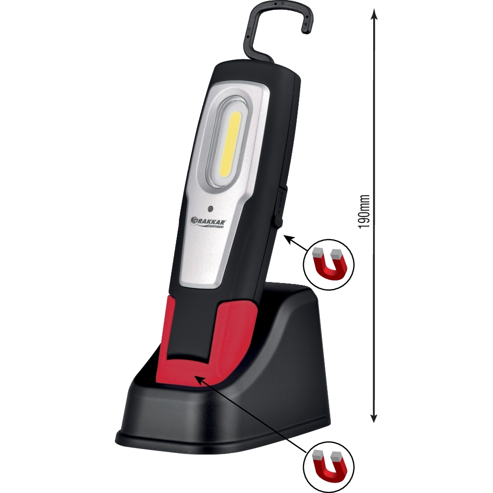 Baladeuse d'atelier LED 600 lumens articulée rechargeable sur socle DRAKKAR - 02421