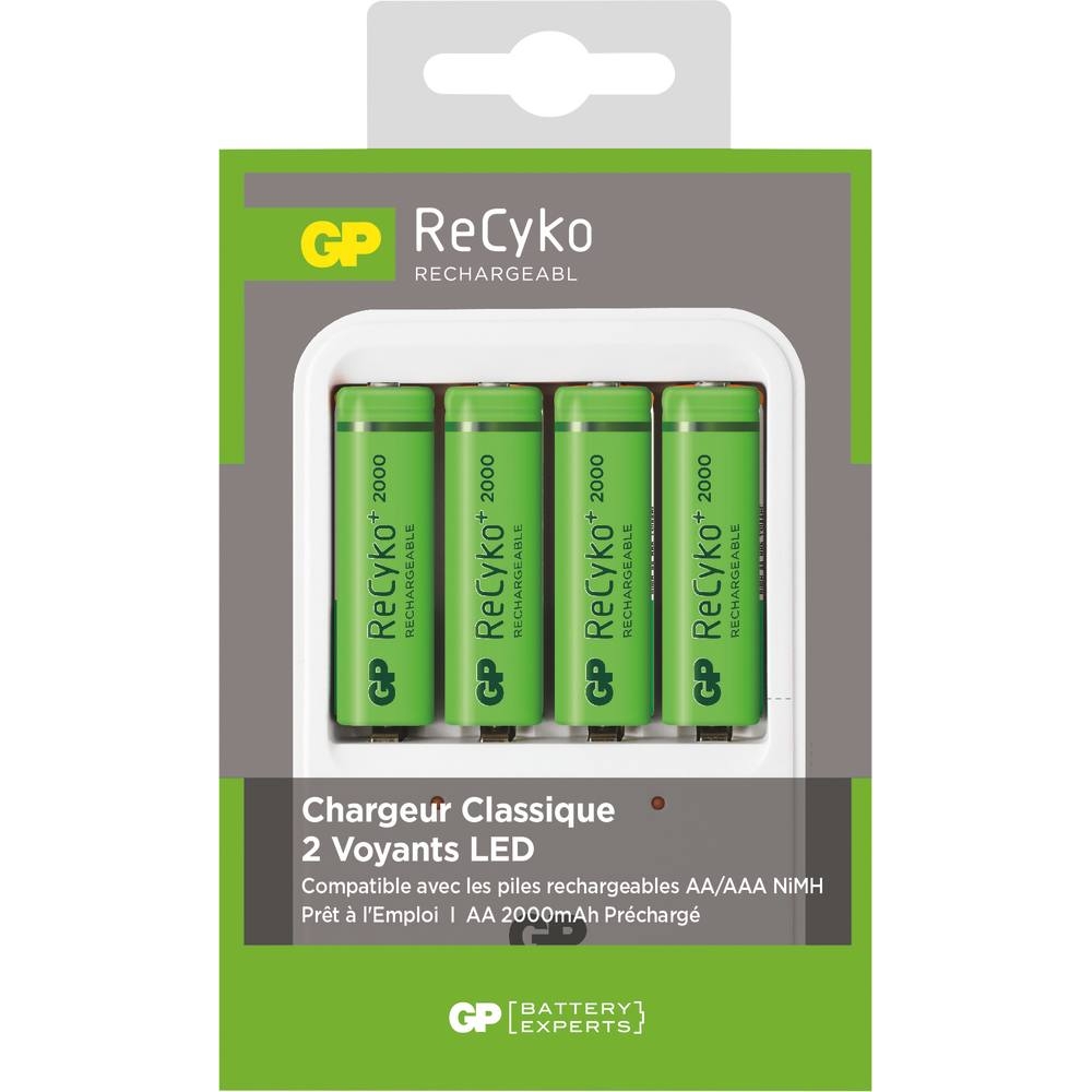 Chargeur USB Ni-Mh avec 4 piles rechargeables AA/HR06 2000mAh GP - 02581