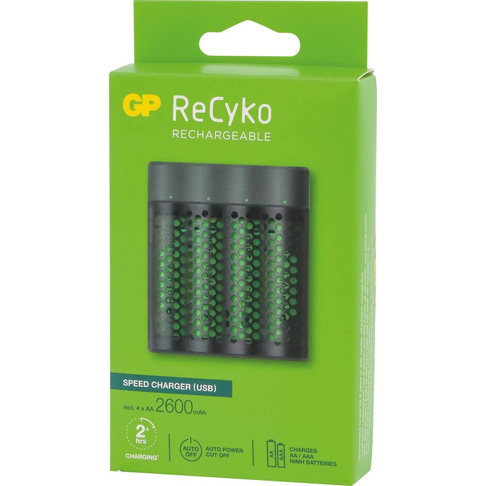 Chargeur USB ultra rapide avec 4 piles rechargeables AA/HR06 2600mAh GP - 02582