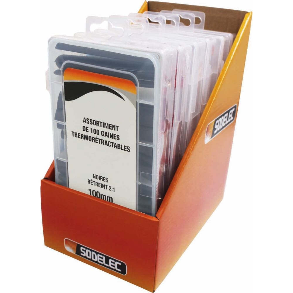 Gaine thermorétractable 100mm 2:1 noire - Coffret de 100 pcs SODELEC - 02781
