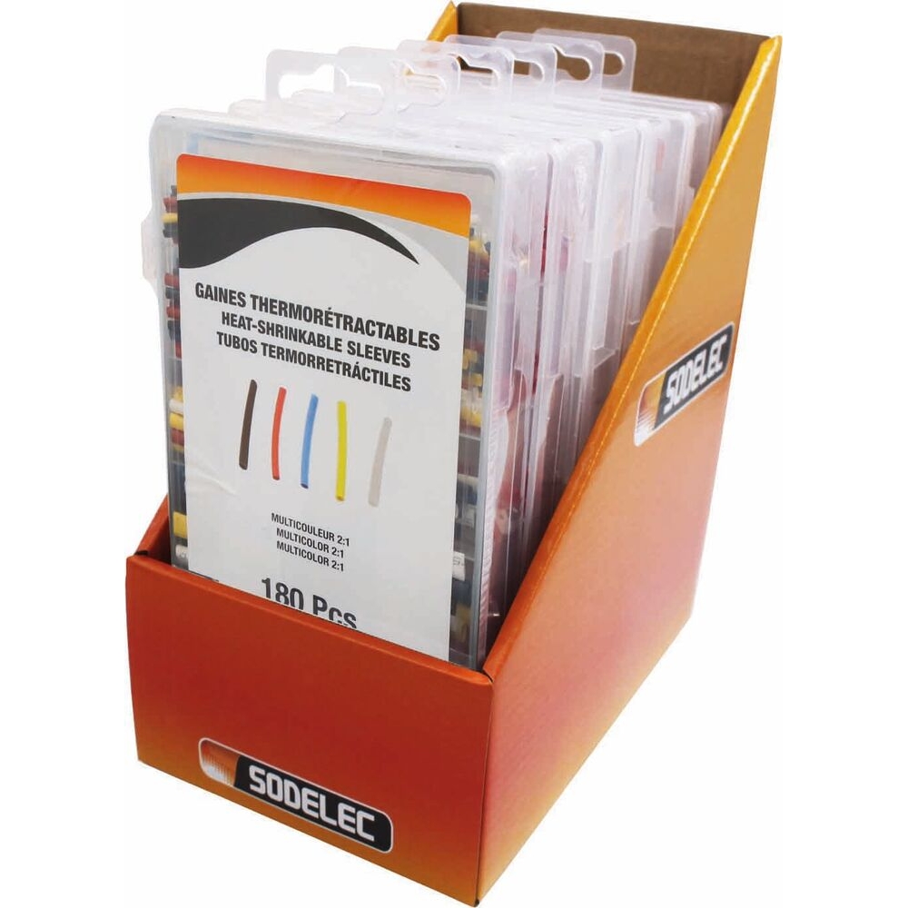 Gaine thermorétractable 2:1 multicolore 90mm - Coffret de 180 pcs SODELEC - 02783
