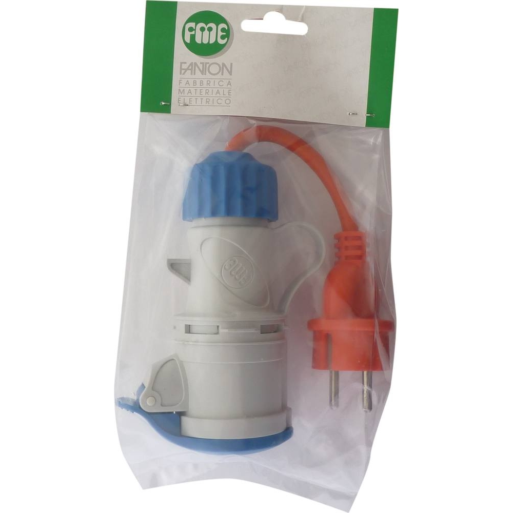 Adaptateur fiche mâle 2P+T avec prise femelle à clapet CE17 230V FANTON - 03266