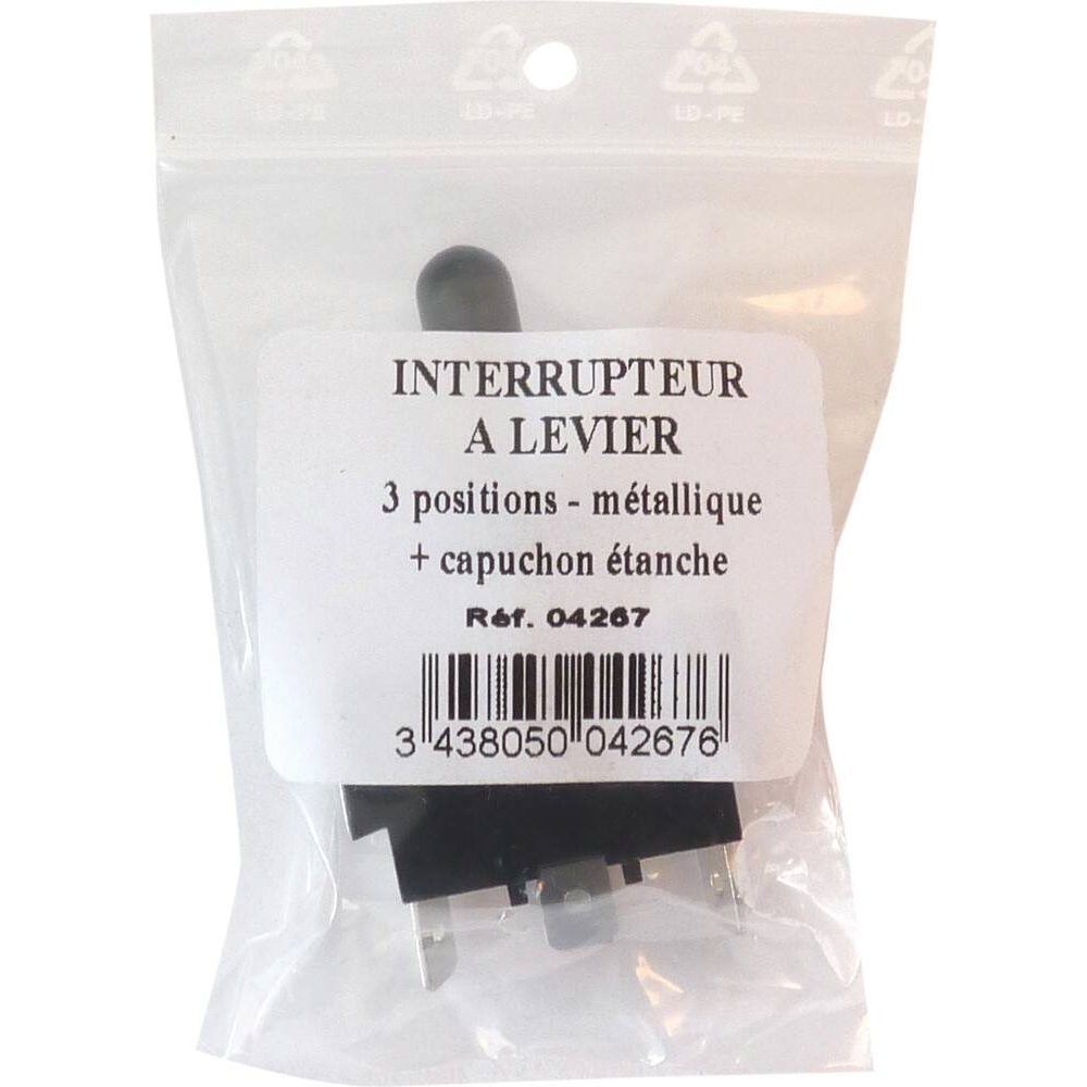 Interrupteur à levier métallique 3 positions avec capuchon étanche SODELEC - 04267
