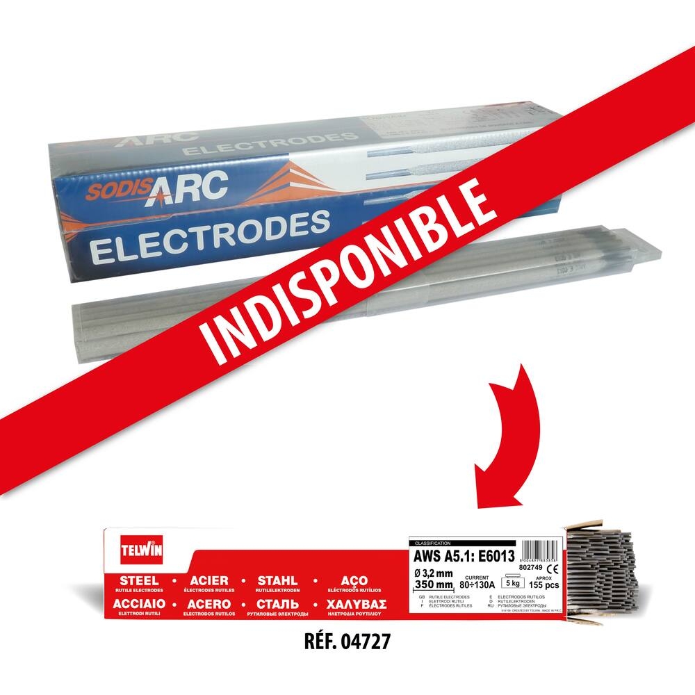 Electrodes de soudage à l'arc rutile 3,2x350mm - boîte de 160 pcs DRAKKAR - 05497