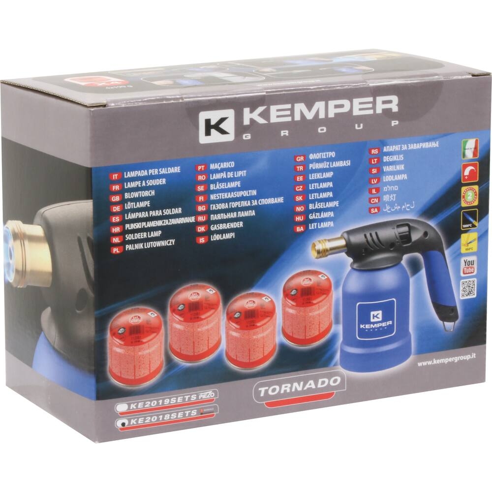 Lampe à souder avec 4 cartouches de gaz à percer 190g KEMPER - 05796