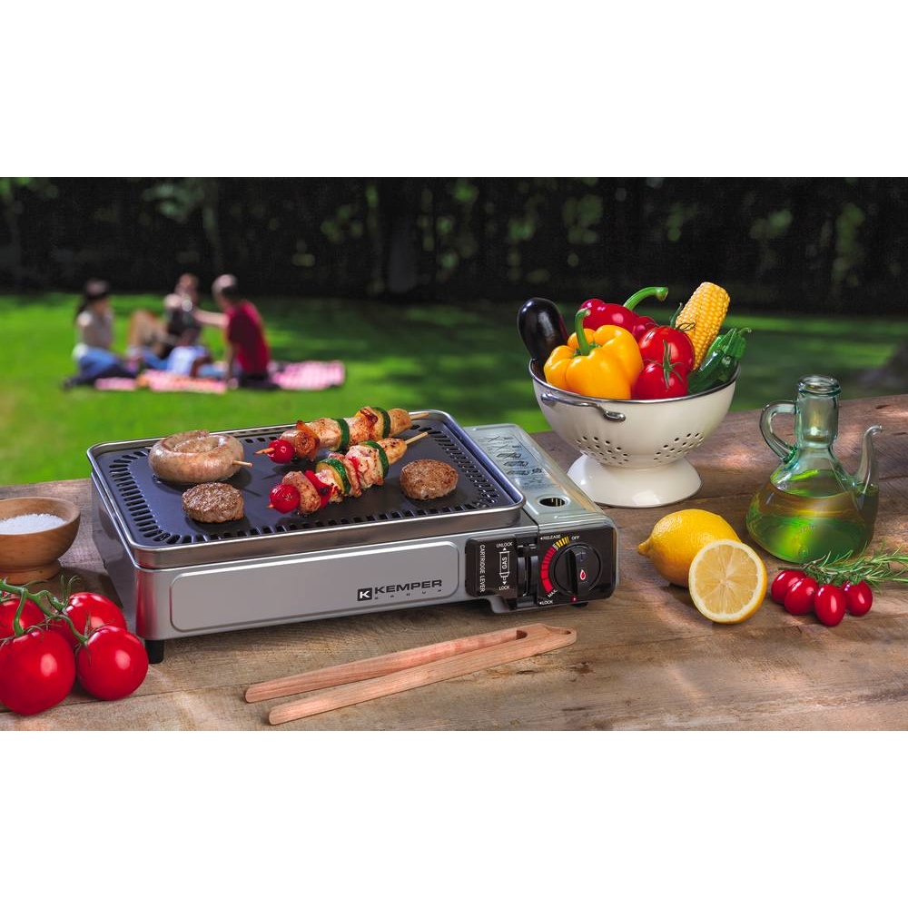 PLANCHA A GAZ NOMADE AVEC 2 BRULEURS EN ACIER INOX - KEMPER - 05882