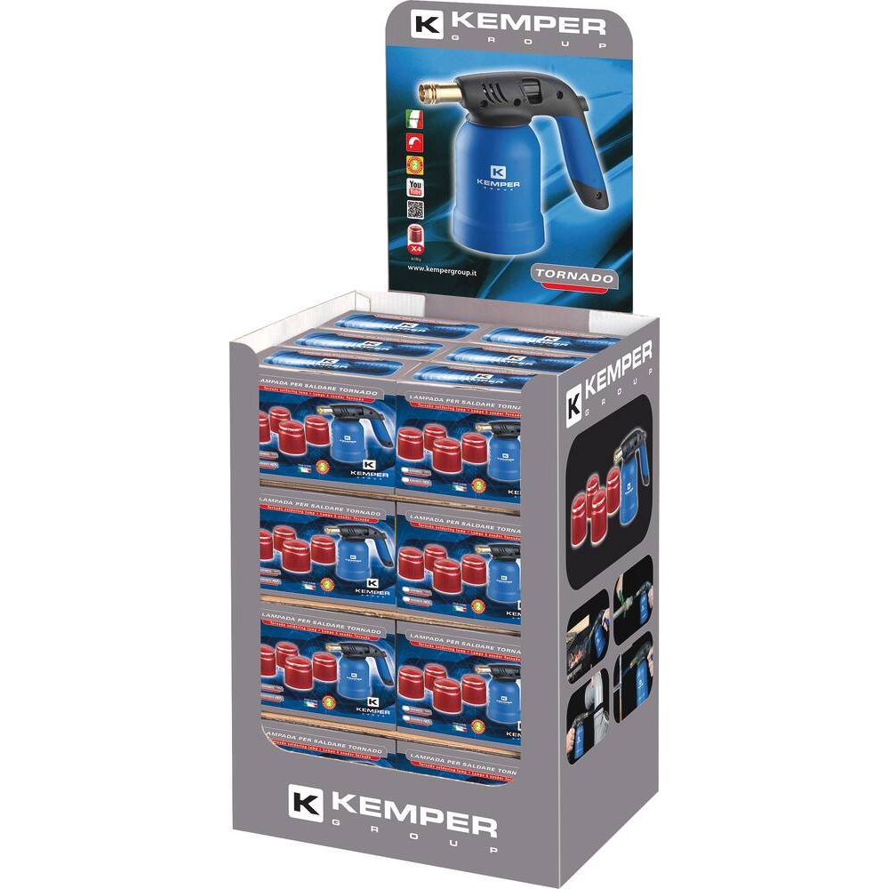 Lampe à souder avec allumage piezo avec 4 cartouches de gaz à percer 190g KEMPER - 05895