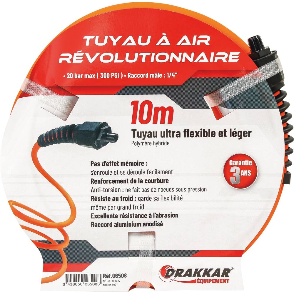 Rallonge tuyau air comprimé ultra flexible avec raccords 1/4