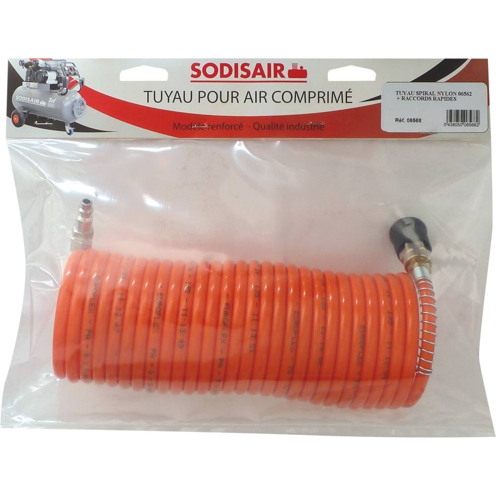 Rallonge tuyau air spirale avec raccords rapides 7,5m 8 bar STILKER - 06568