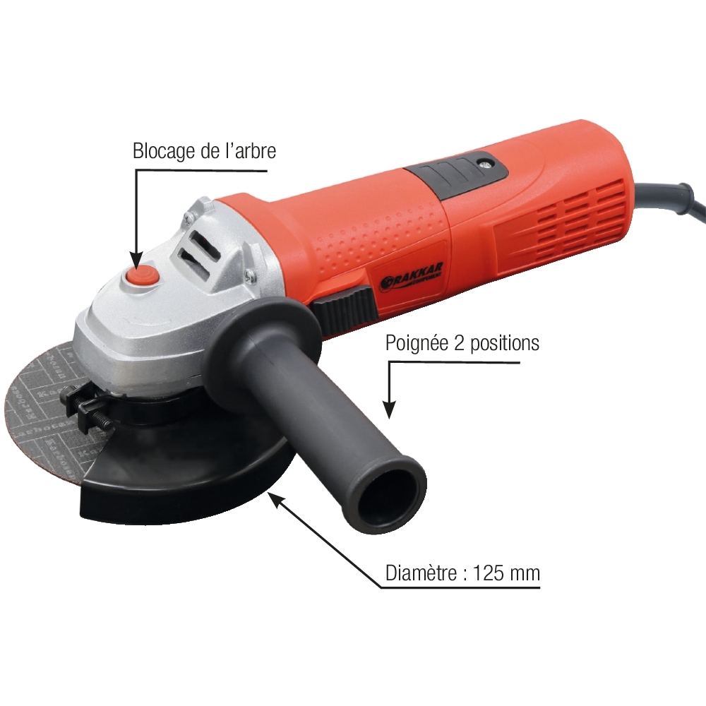 Meuleuse d'angle filaire 125mm 230V 900W - boîte carton DRAKKAR - 06921