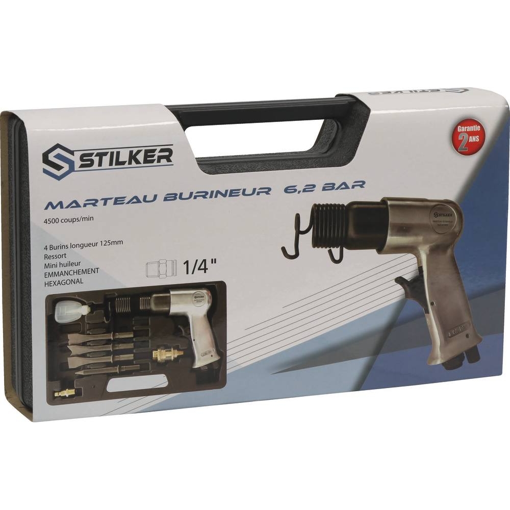 Marteau burineur pneumatique - kit en mallette 8 pcs STILKER - 06989
