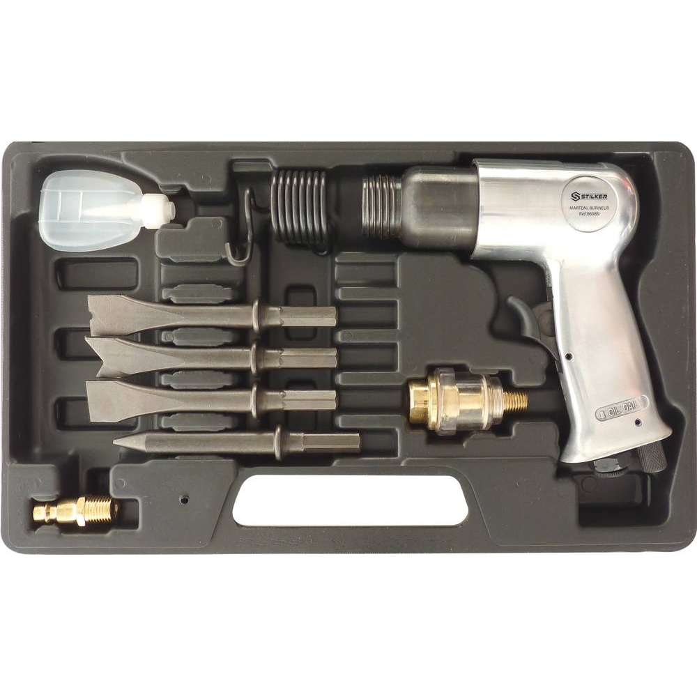 Marteau burineur pneumatique - kit en mallette 8 pcs STILKER - 06989