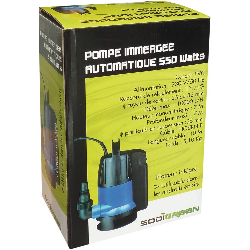 Pompe à eau immergée automatique PVC 230V 550W avec flotteur intégré DRAKKAR - 08140