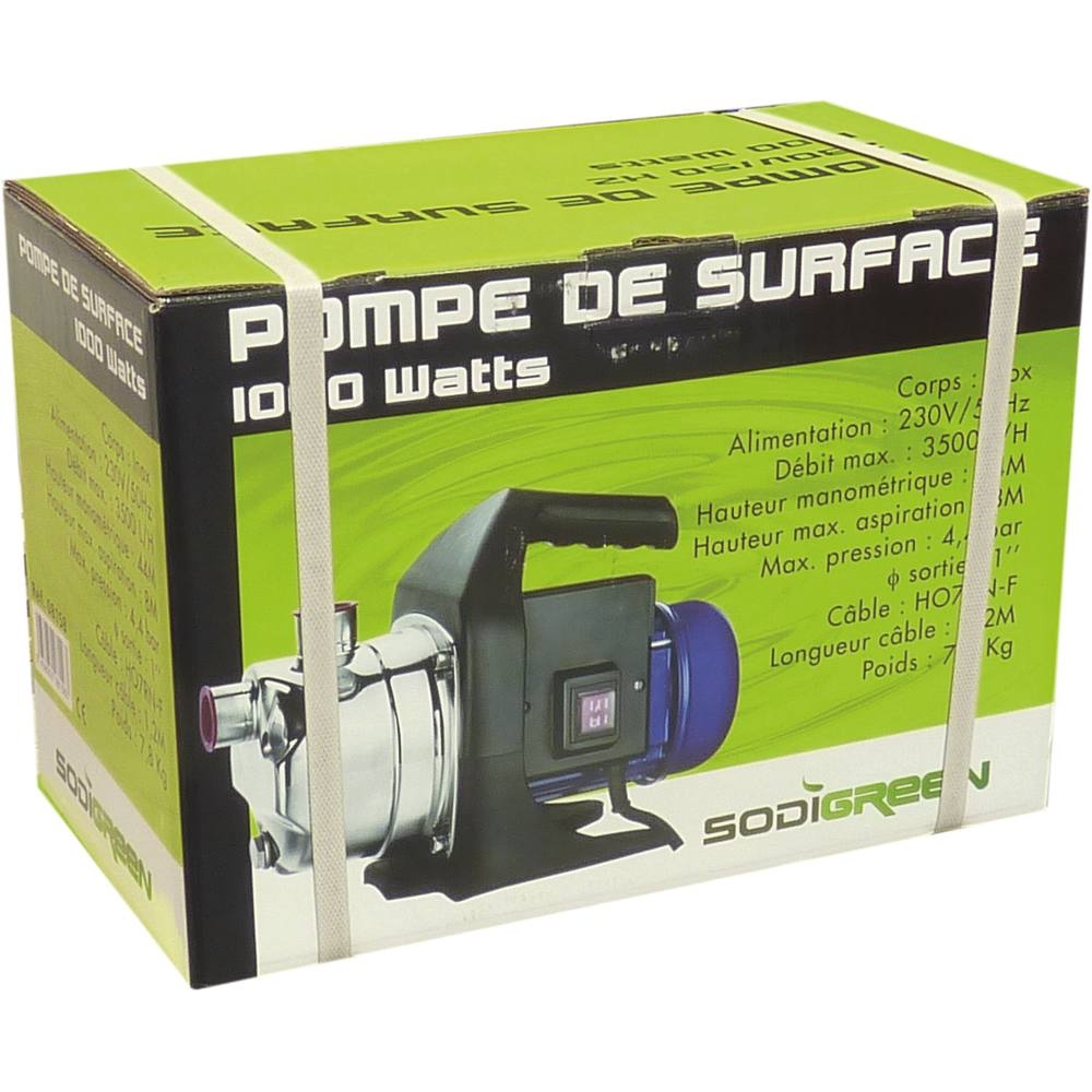 Pompe à eau de surface inox 230V 1000W DRAKKAR - 08158