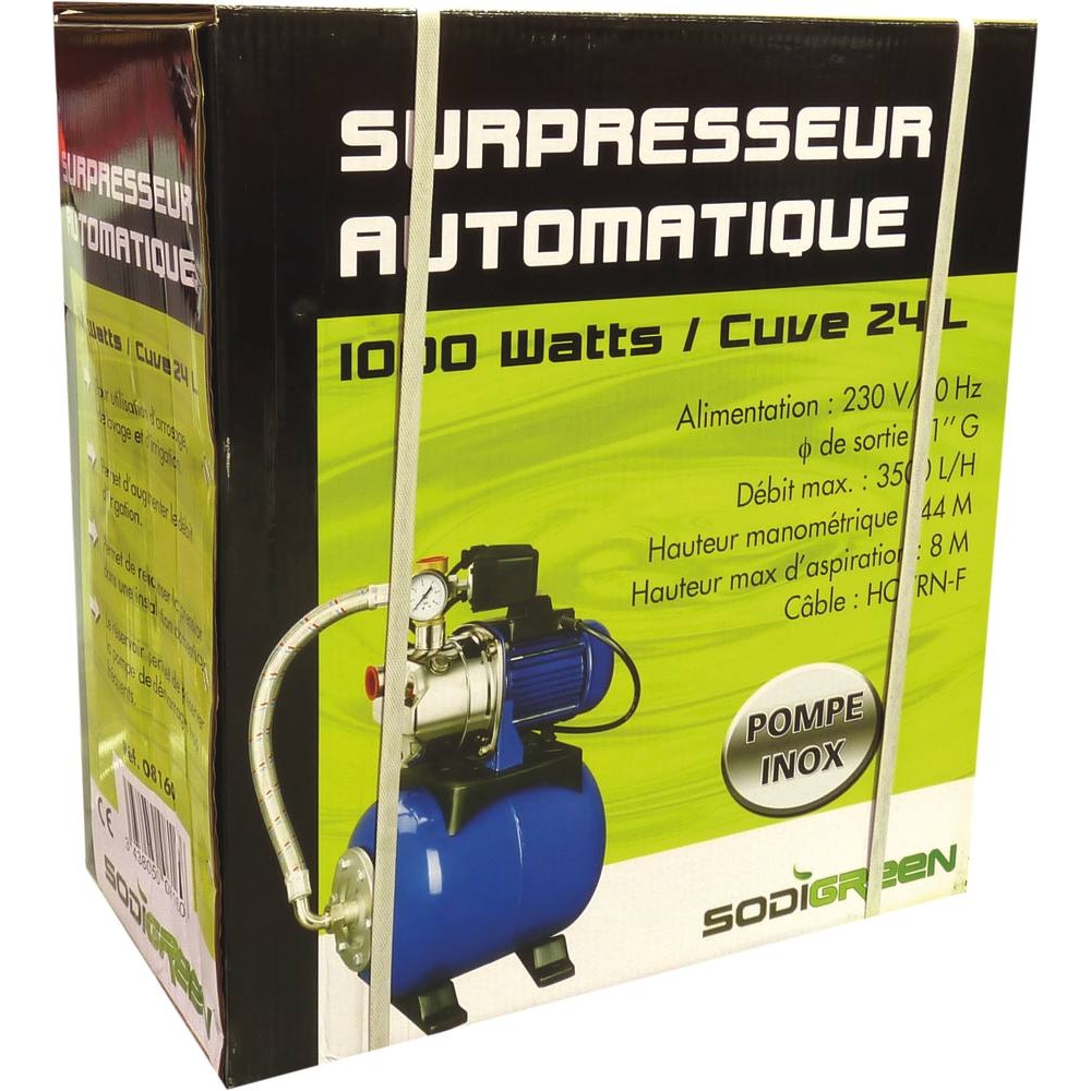 Surpresseur automatique 24L pompe inox 230V 1000W DRAKKAR - 08160