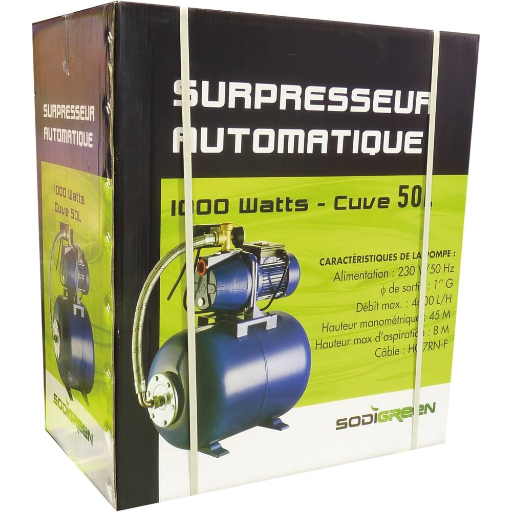 Surpresseur automatique 50L pompe fonte 230V 1000W DRAKKAR - 08168