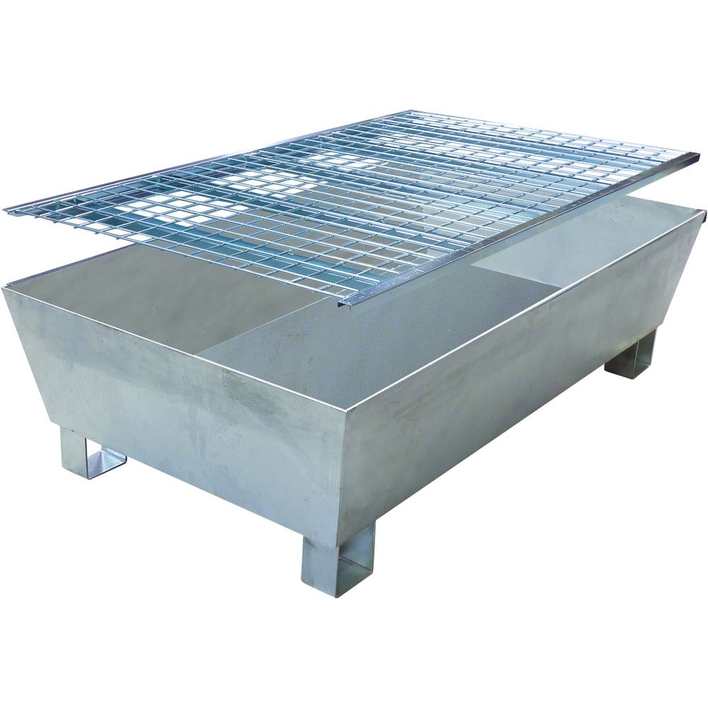 Bac de rétention 220L avec caillebotis 100% acier pour 2 fûts - format emboîtable compact DRAKKAR - 08363
