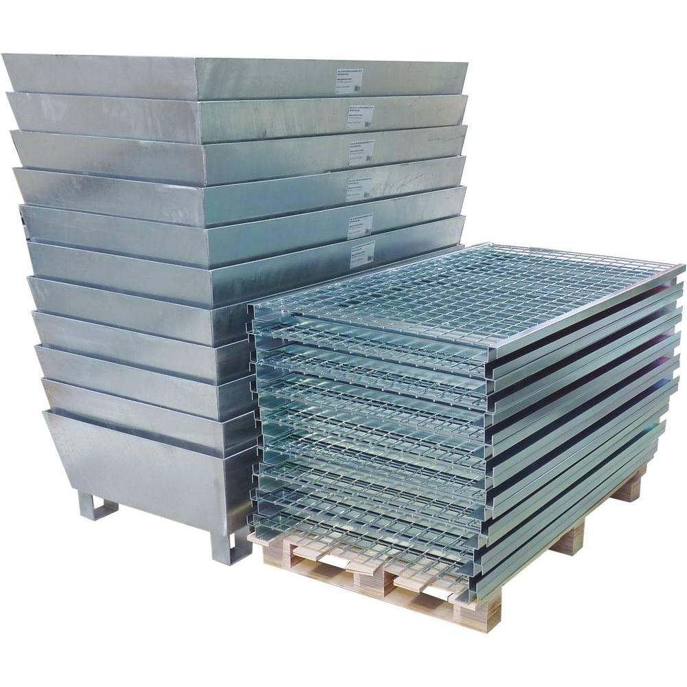 Bac de rétention 220L avec caillebotis 100% acier pour 2 fûts - format emboîtable compact DRAKKAR - 08363