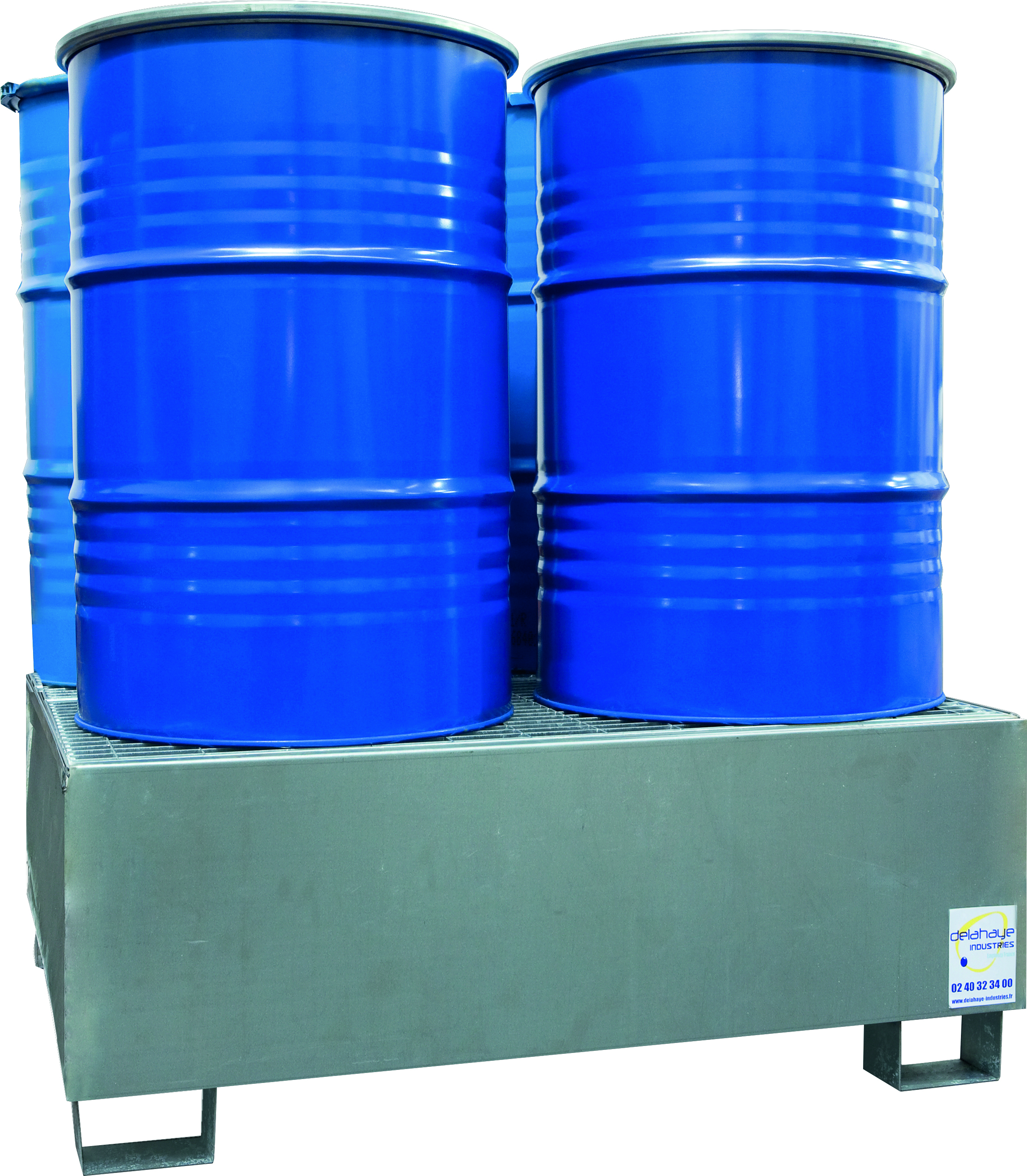 Bac de rétention 440L avec caillebotis 100% acier pour 4 fûts DRAKKAR - 08367