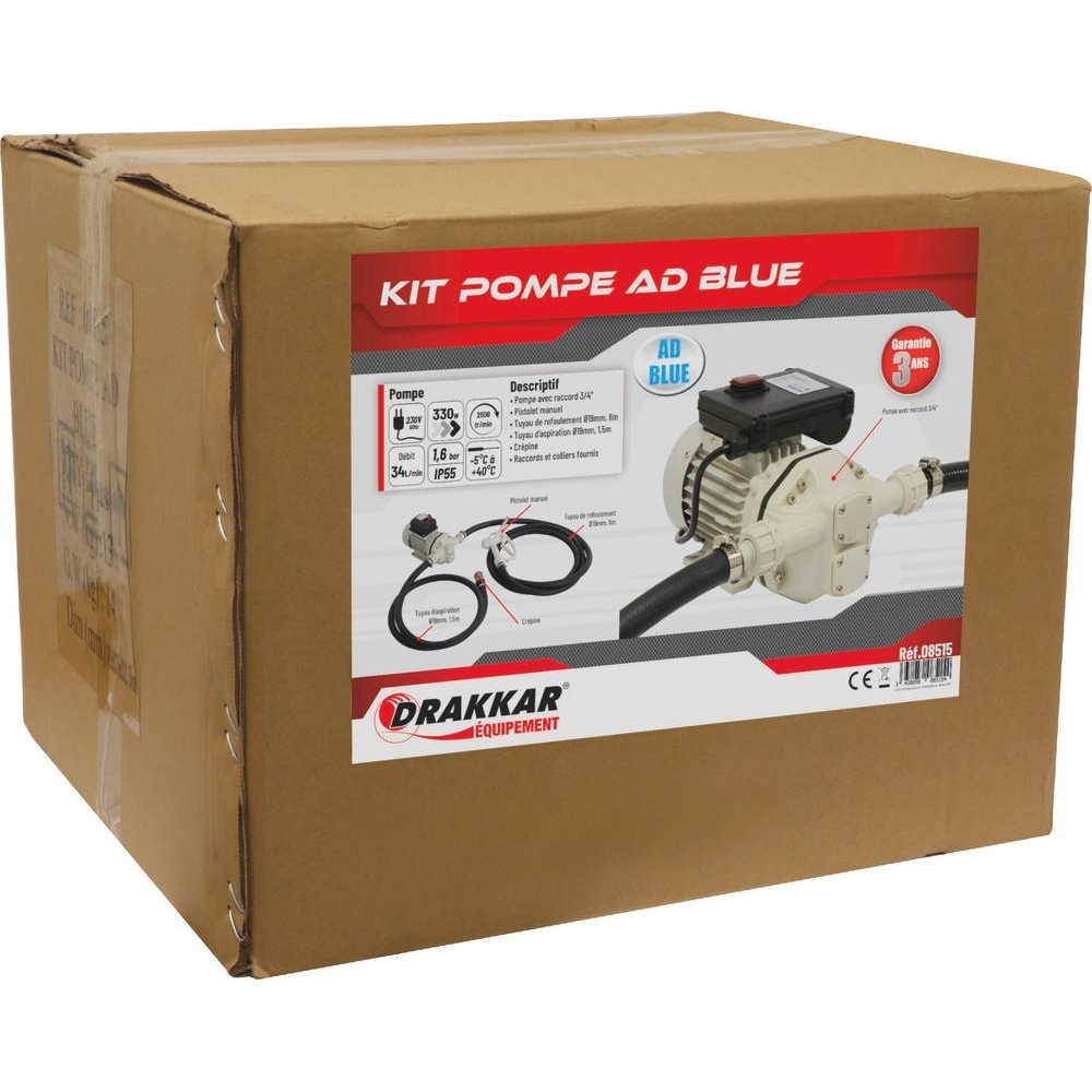 Pompe électrique AdBlue 230V 330W 34 l/min - kit DRAKKAR - 08515