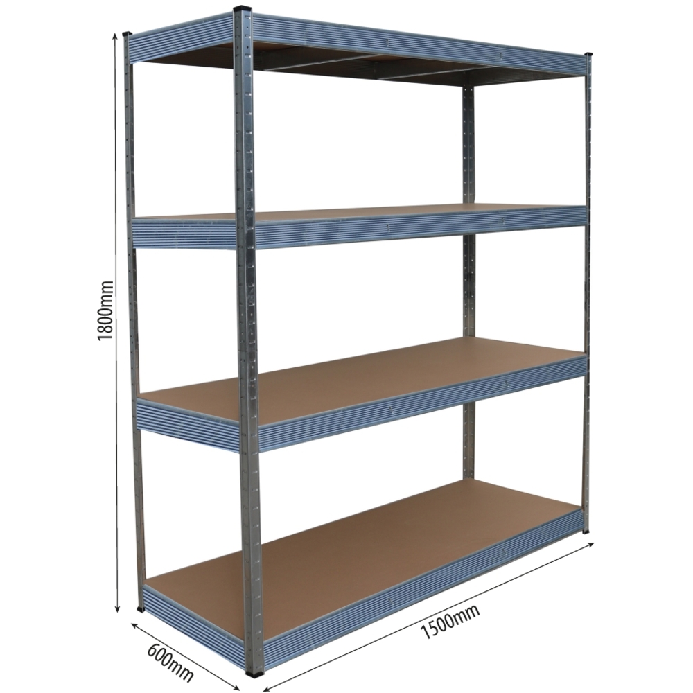 Etagère métallique à emboîter 4 tablettes bois 1500x600x1800mm max 2T STILKER - 09004