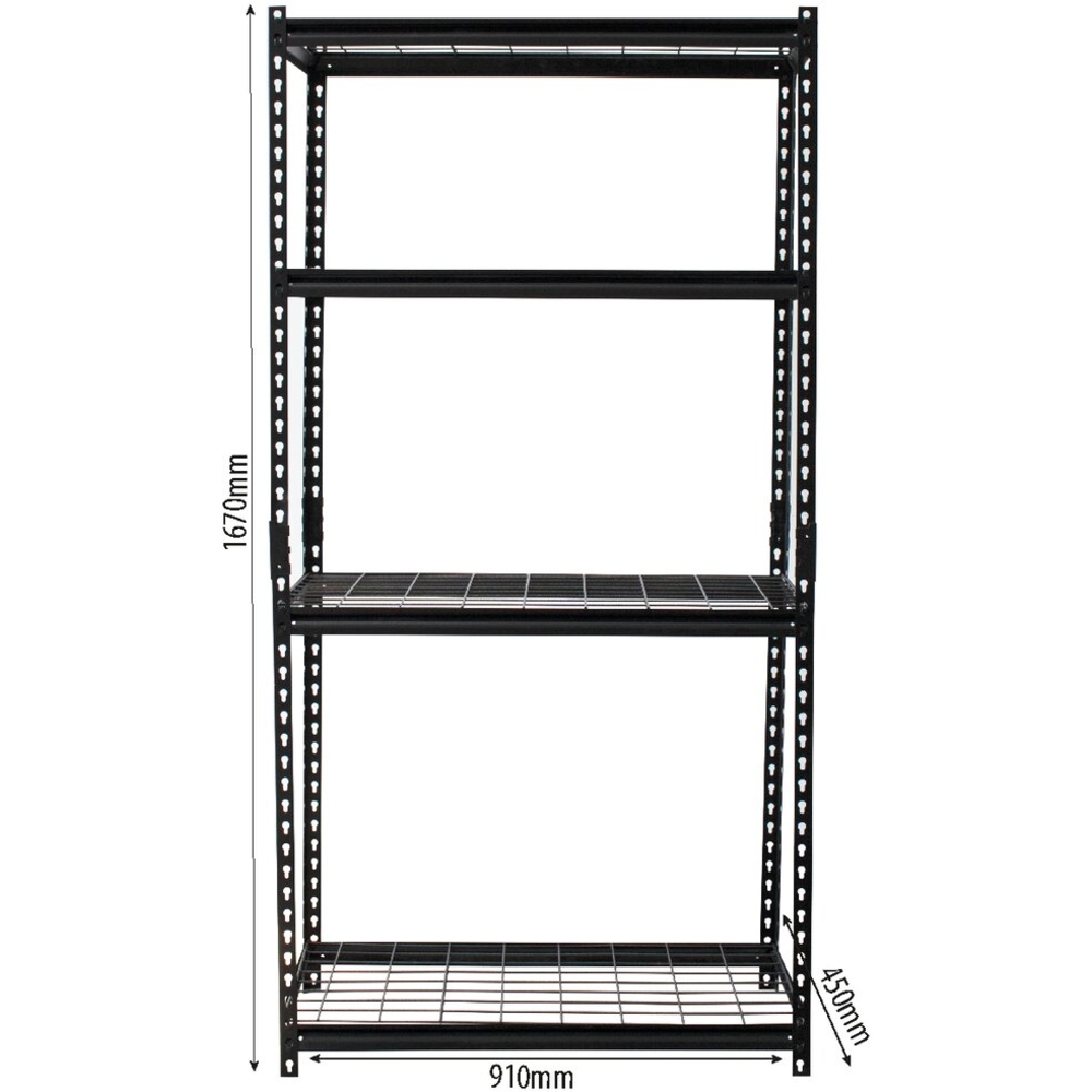 Etagère rayonnage d'atelier à emboîter 4 tablettes grillagées 1670x910x450mm max 800kg STILKER - 09009