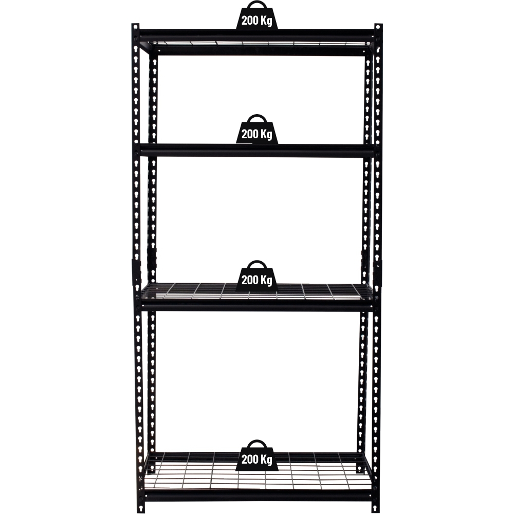 Etagère rayonnage d'atelier à emboîter 4 tablettes grillagées 1670x910x450mm max 800kg STILKER - 09009