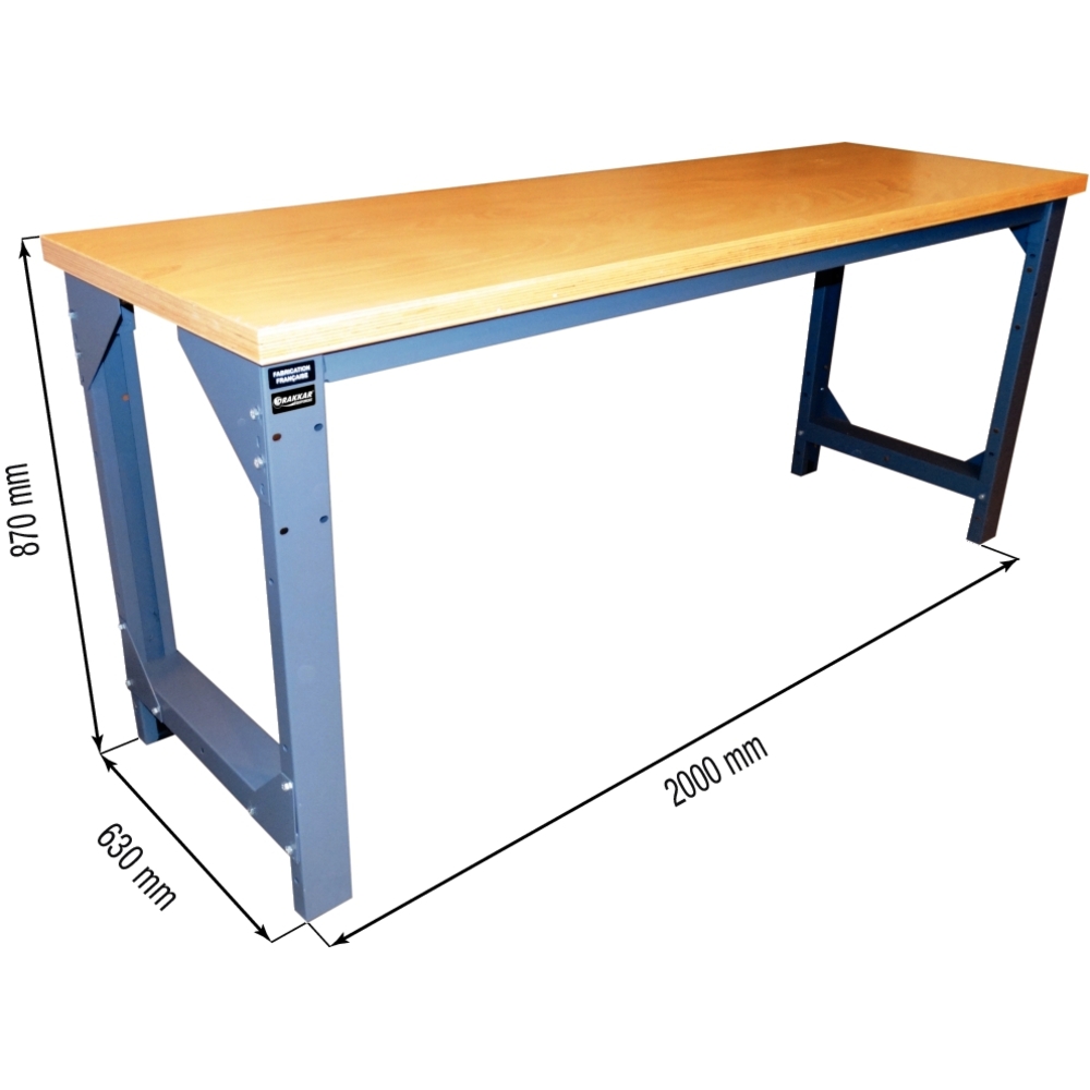 Etabli plateau bois 2000x630mm 1T DRAKKAR - 09054