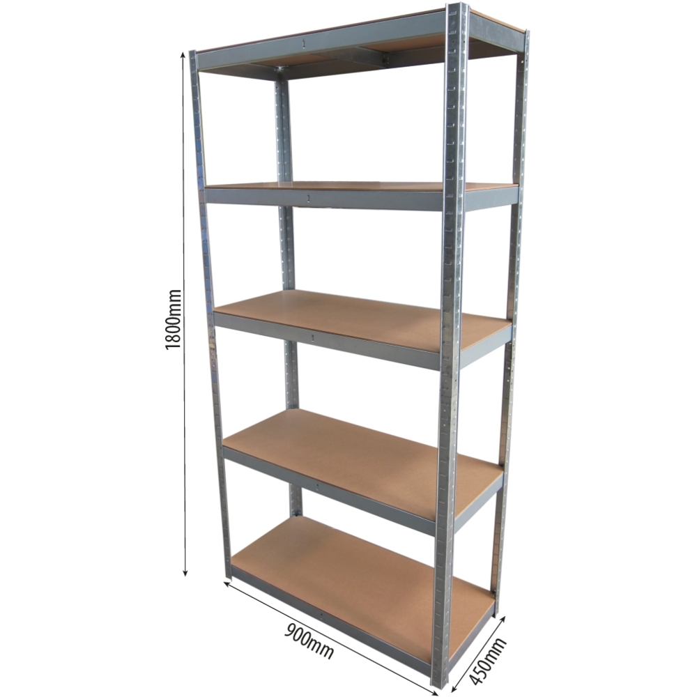 Etagère métallique à emboîter 5 tablettes bois 1800x900x450mm max 1,25T STILKER - 09063