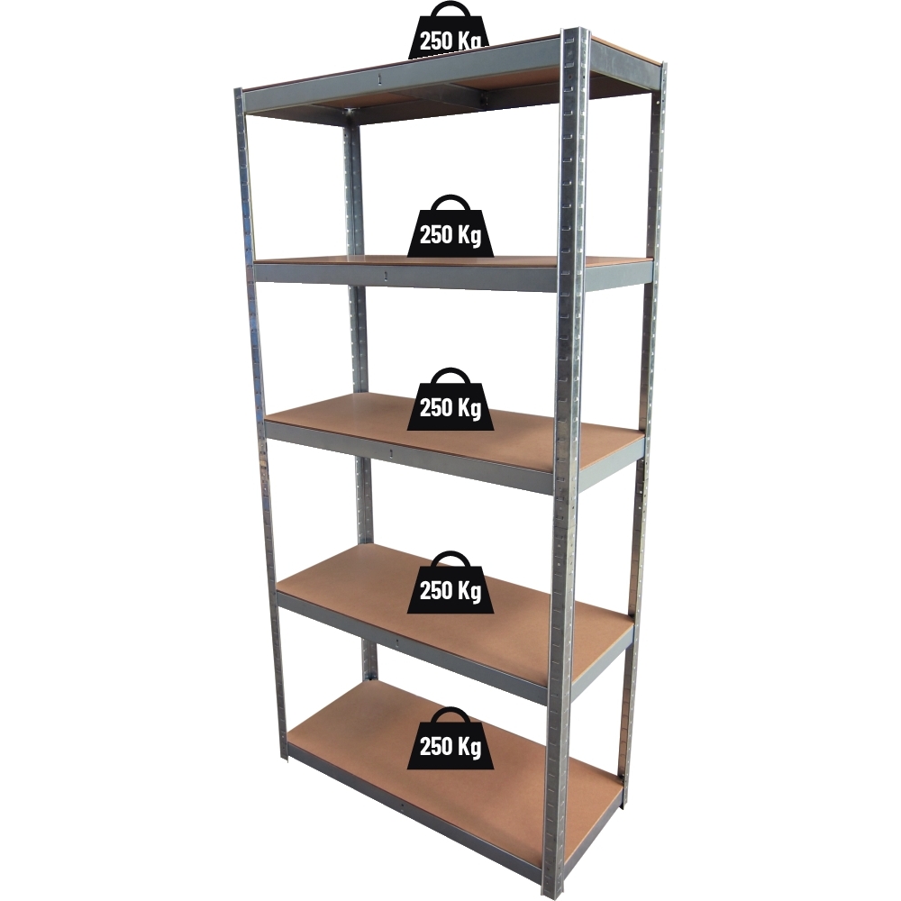 Etagère métallique à emboîter 5 tablettes bois 1800x900x450mm max 1,25T STILKER - 09063