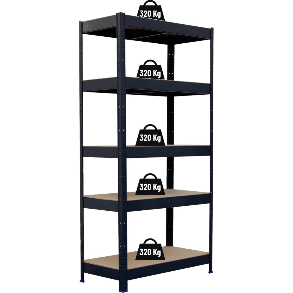 Etagère métallique à emboîter 5 tablettes bois 1800x900x450mm max 1,6T STILKER - 09067