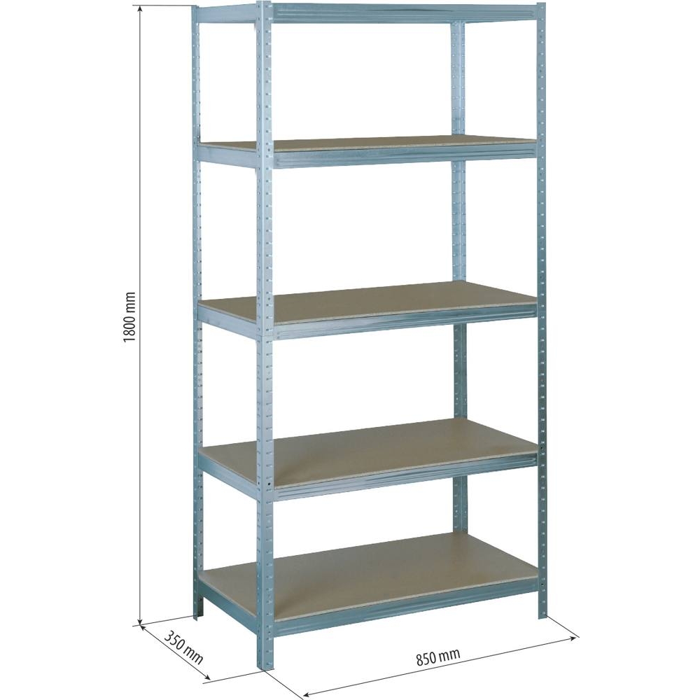 Etagère métallique à emboîter 5 tablettes bois 1800x850x350mm max 1,25T STILKER - 09068