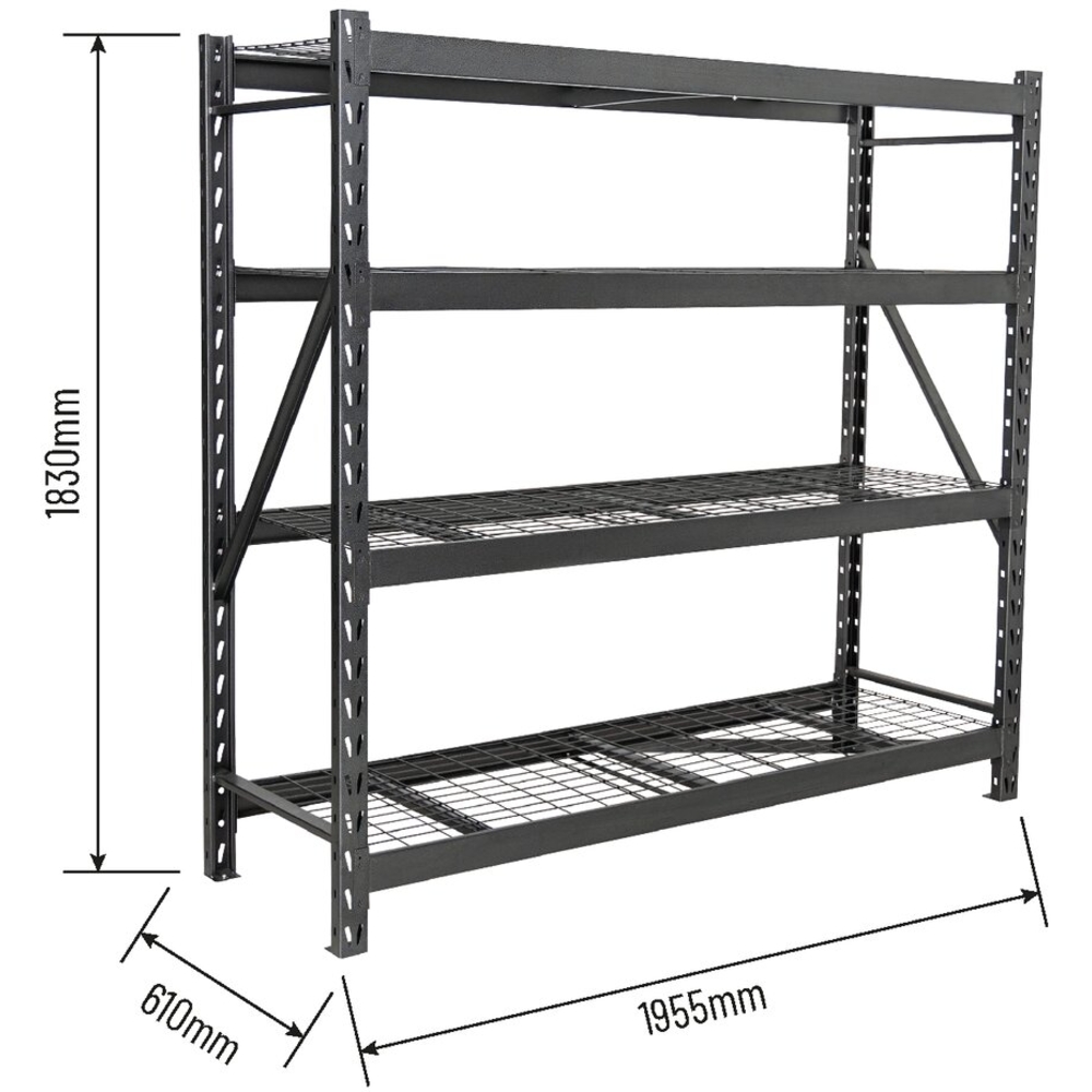 Etagère/rayonnage d'atelier 4 tablettes 1830x1955x610mm max 2,4T DRAKKAR - 09076