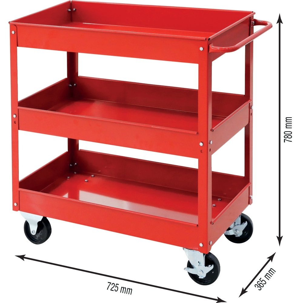 Servante d'atelier métallique 3 plateaux 725x365x780mm DRAKKAR - 09143