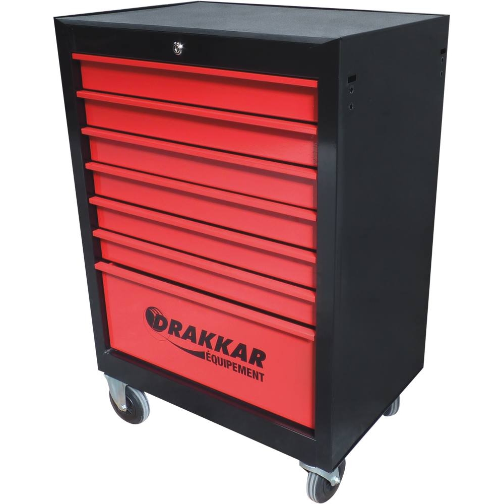 Servante d'atelier 7 tiroirs rouge/noir 680x460x1005mm DRAKKAR - 09231