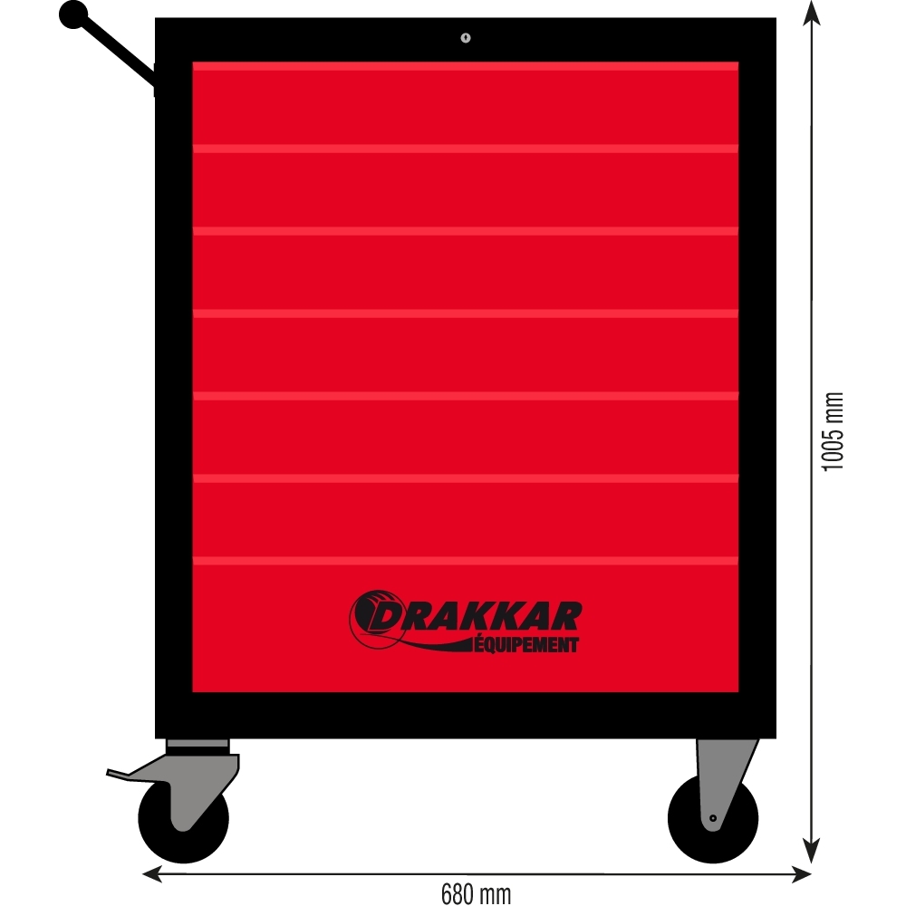 Servante d'atelier 7 tiroirs rouge/noir 680x460x1005mm DRAKKAR - 09231