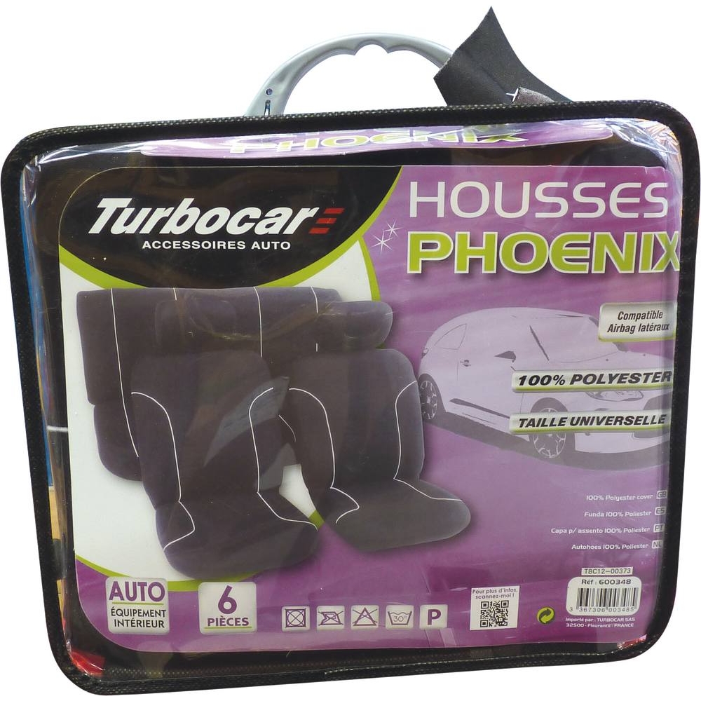 Housse de siège noire - 6 pcs - 09610