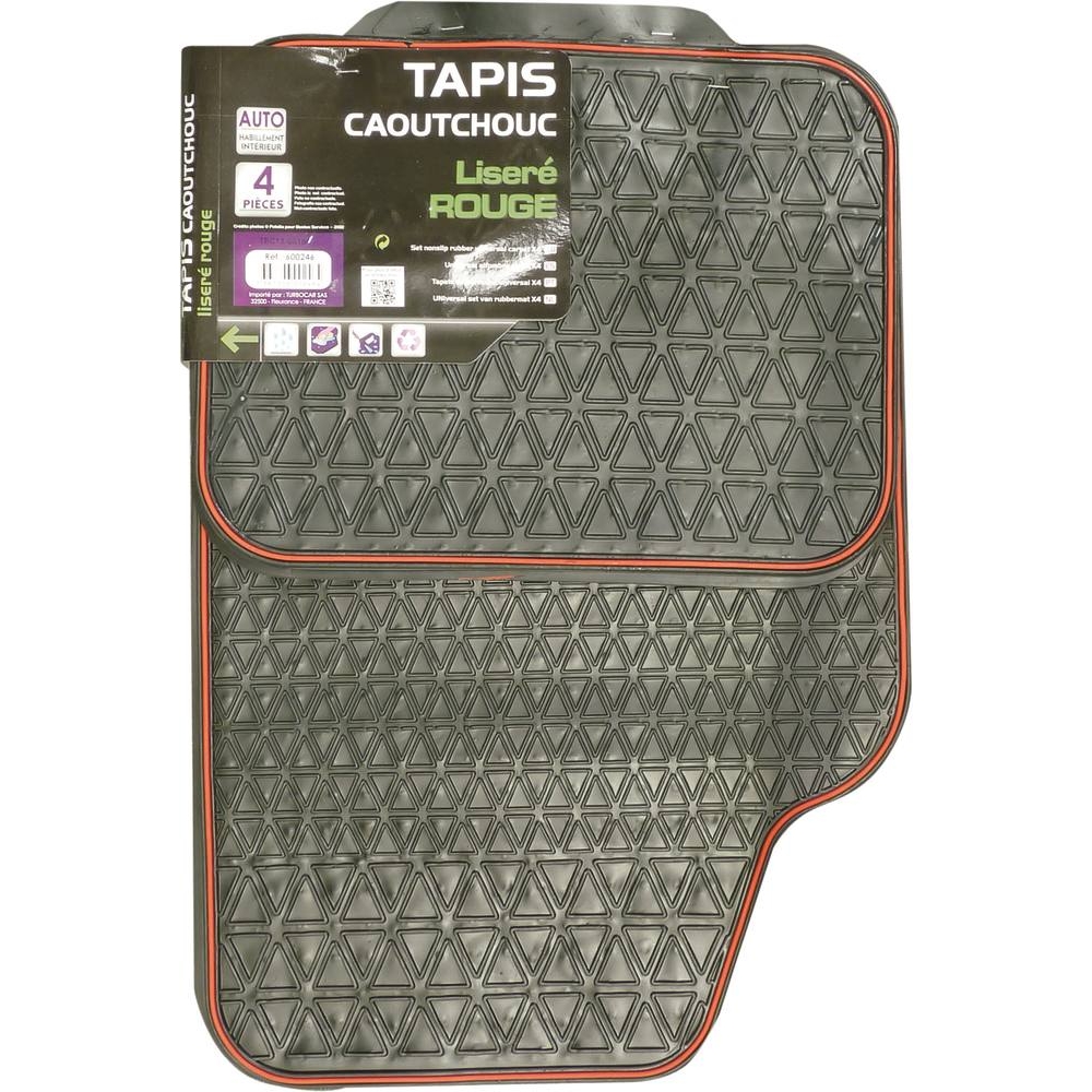 Tapis de voiture caoutchouc avec liseré - 4 pcs - 09700