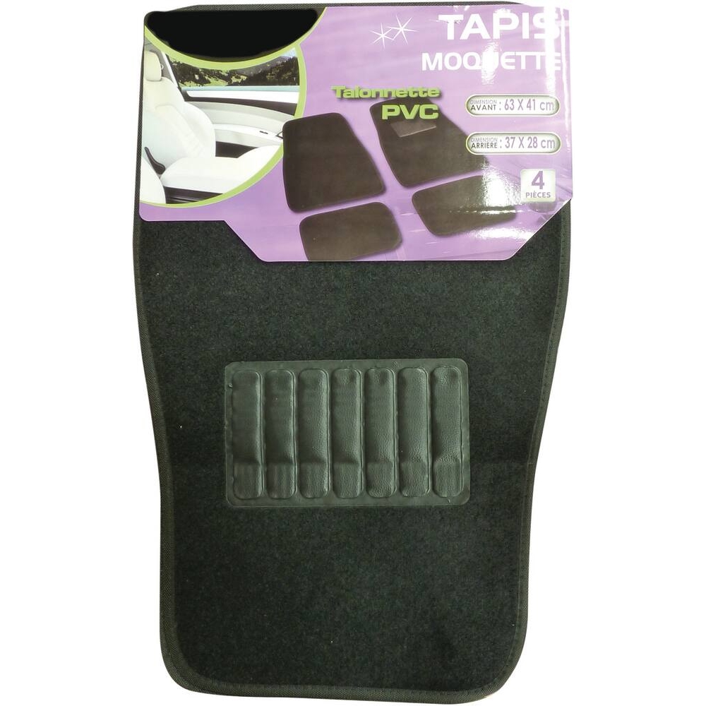 Tapis de voiture moquette avec talonnette sur tapis conducteur - 4 pcs - 09740