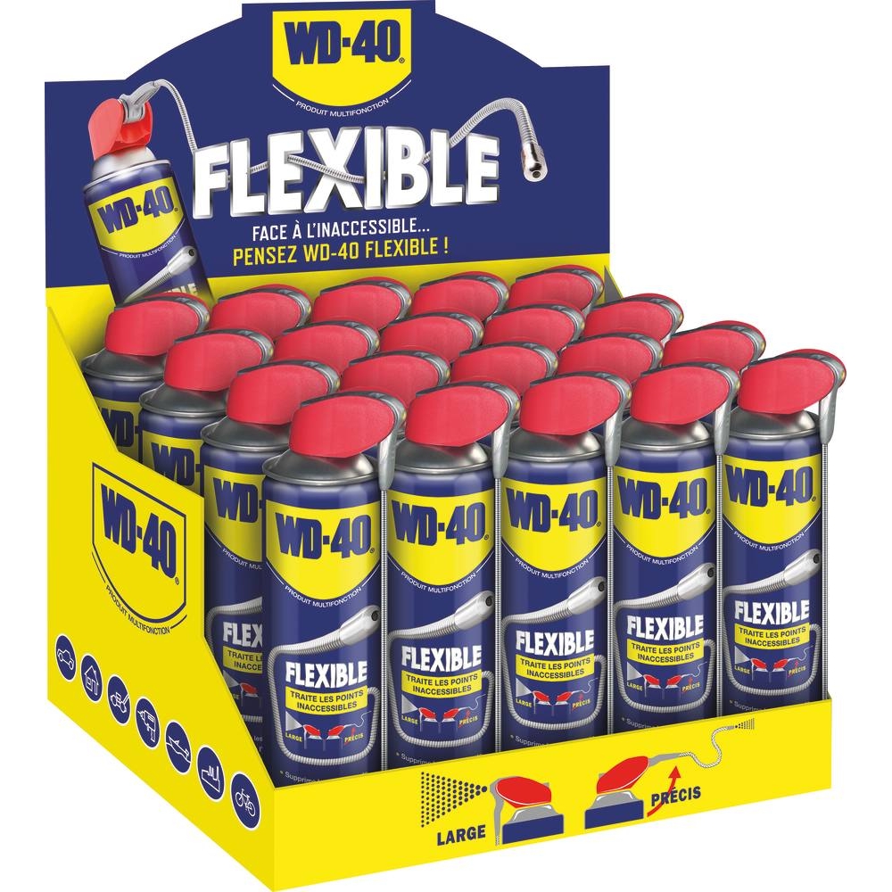 Dégrippant multifonctions avec tête 2 jets avec bec flexible 180mm - aérosol 400ml WD-40 - 10110
