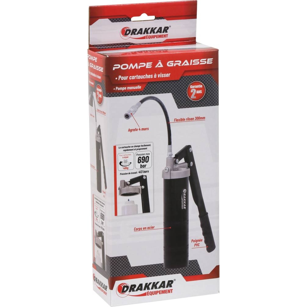 Pompe à graisse manuelle pour cartouche à visser DRAKKAR - 10235