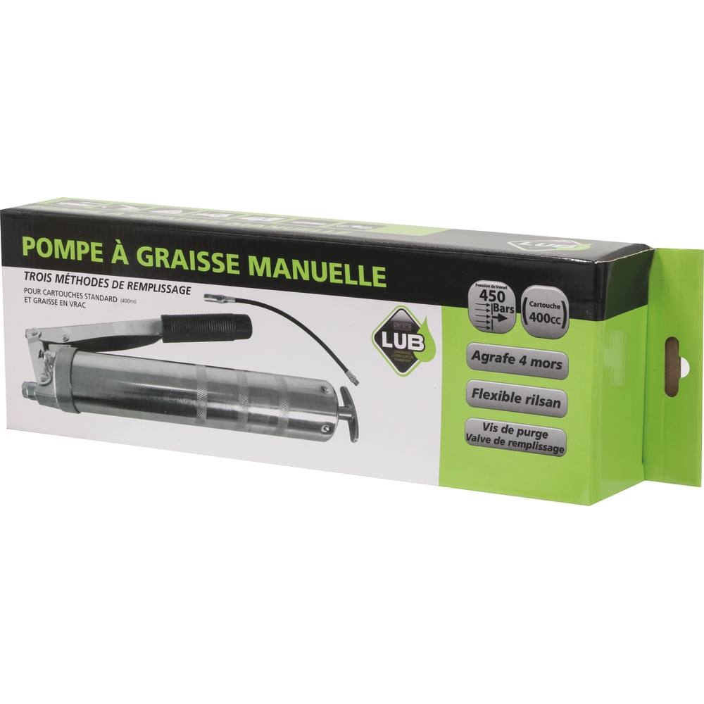 Pompe à graisse manuelle avec flexible/agrafe et valve de remplissage STILKER - 10278