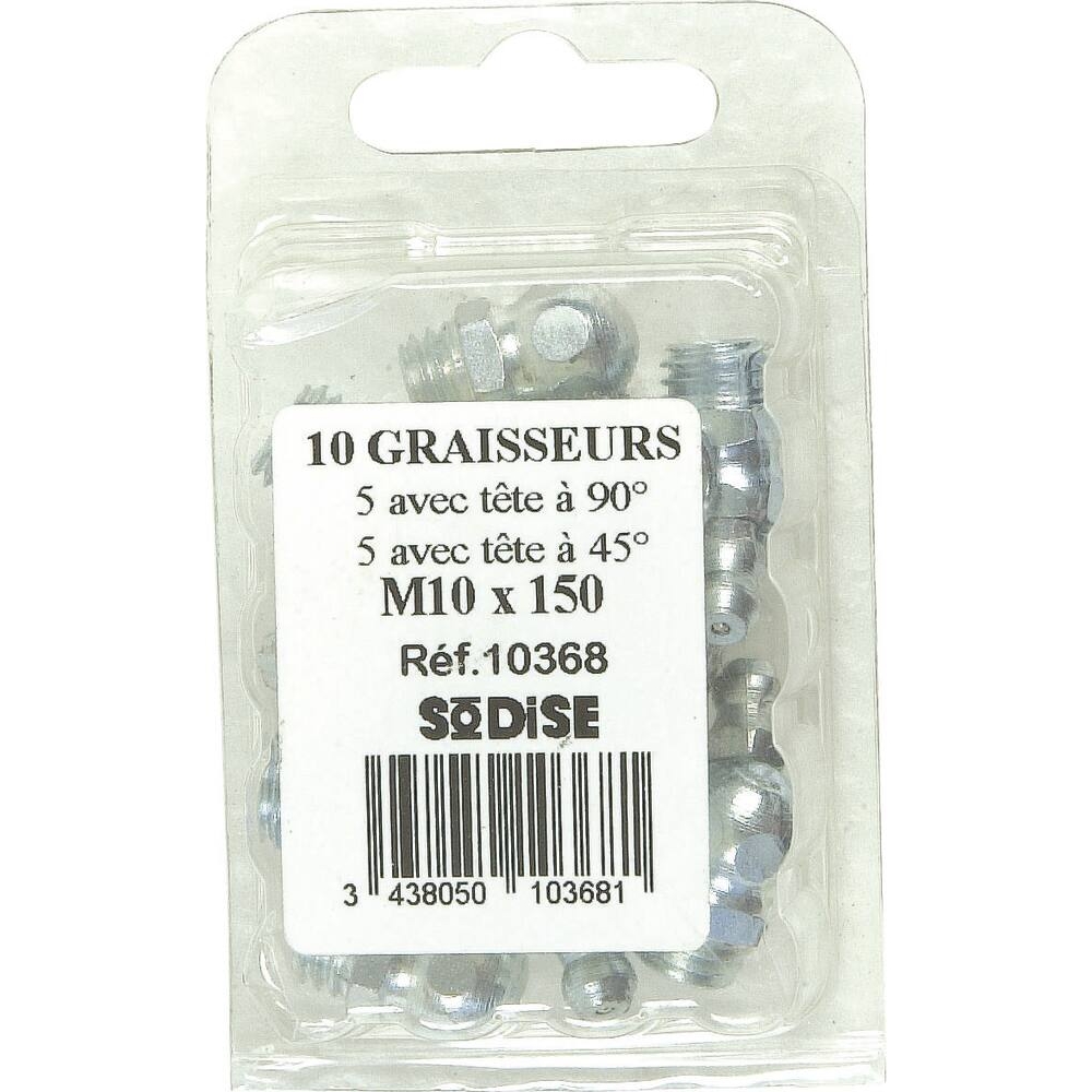 Graisseurs 5x45° + 5x90° M10x1,50 - de 10 pcs UMETA - 10368