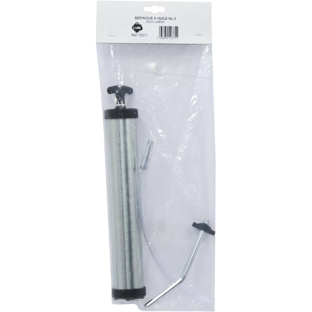 Seringue à huile acier 500ml avec tuyau 300mm et bec rigide DRAKKAR - 10371