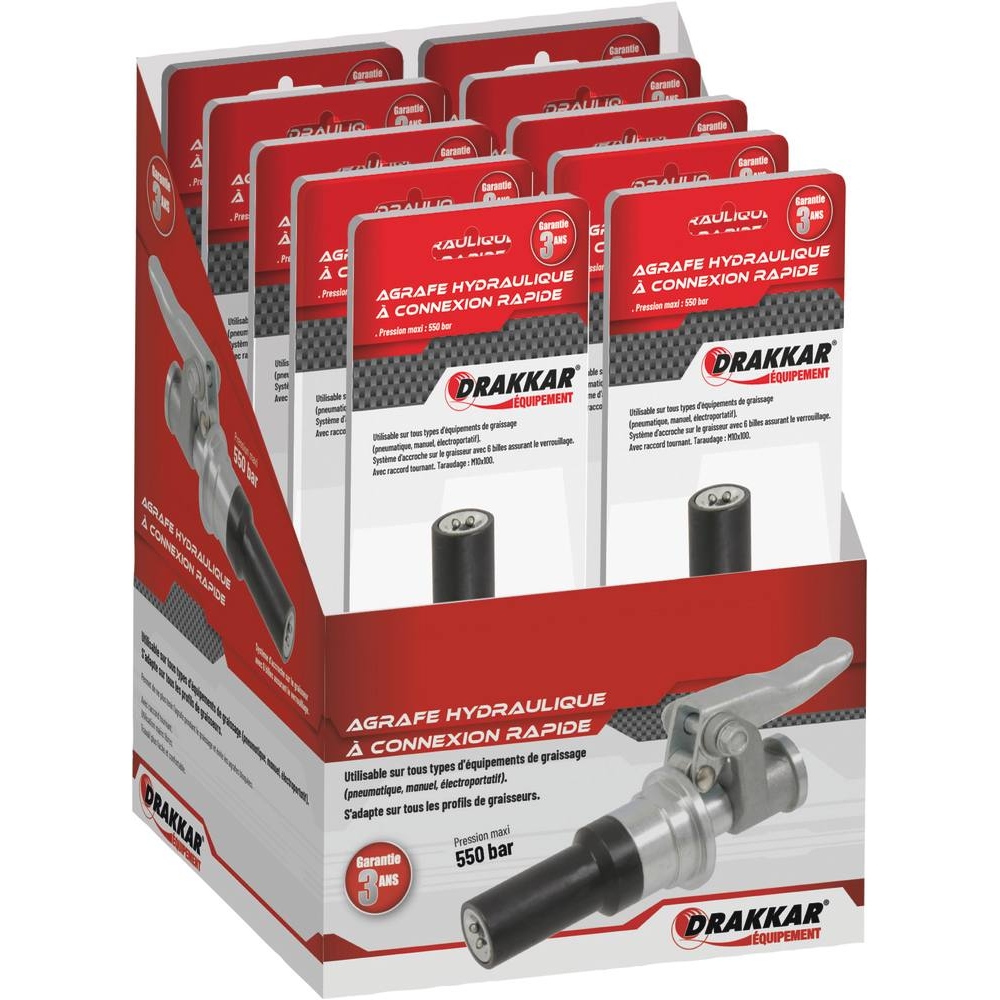 Agrafe hydraulique coupleur à billes à connexion rapide M10 550 bar - DRAKKAR - 10392