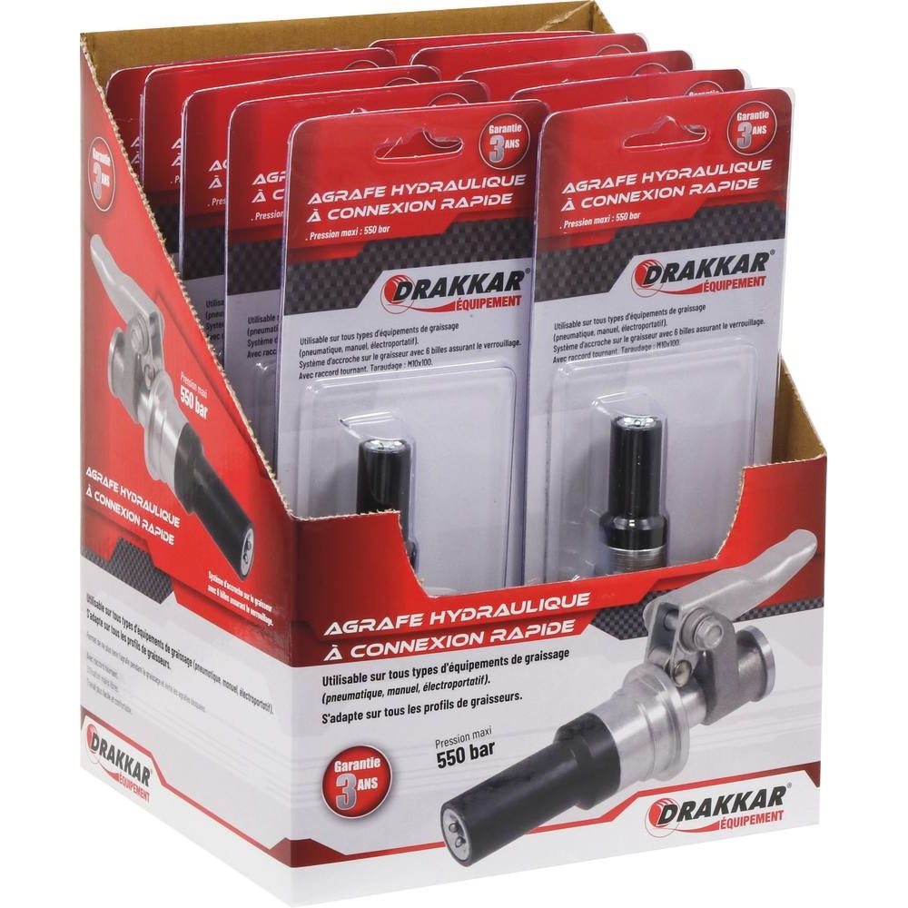 Agrafe hydraulique coupleur à billes à connexion rapide M10 550 bar - DRAKKAR - 10392