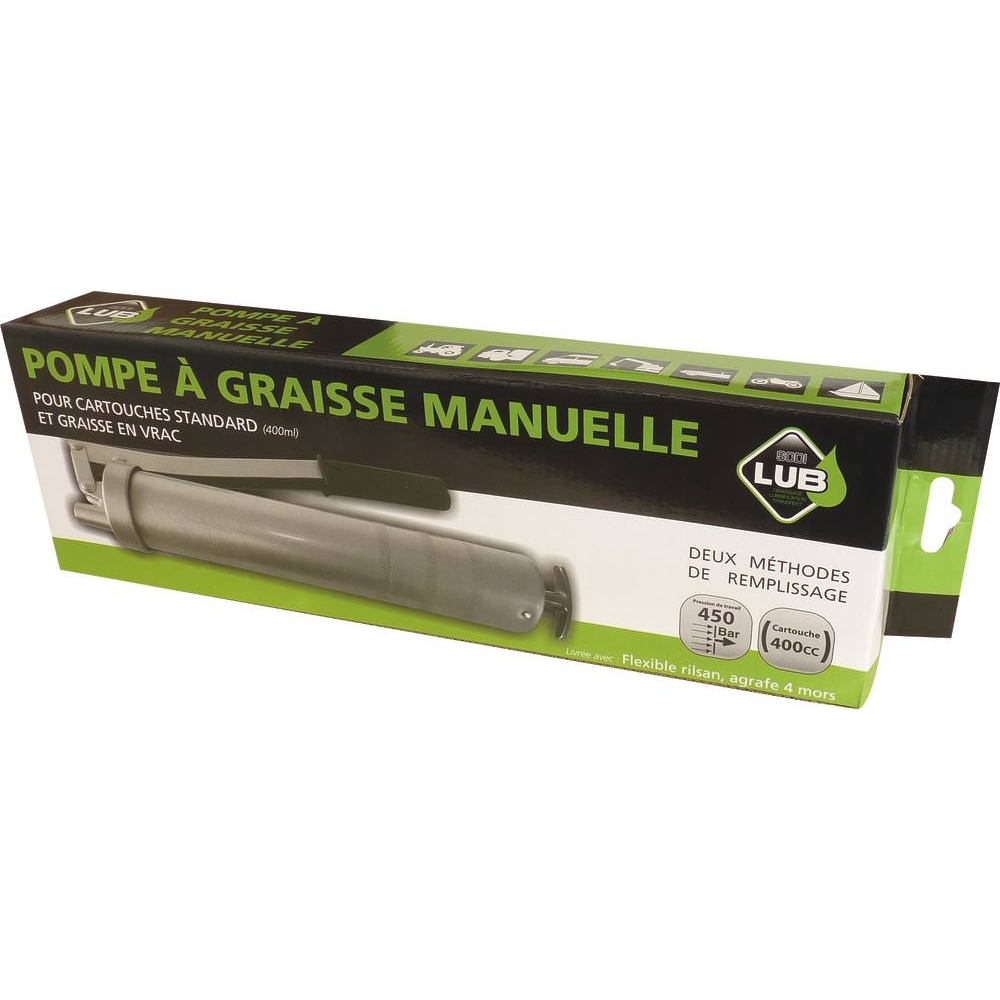 Pompe à graisse manuelle avec flexible/agrafe STILKER - 10472