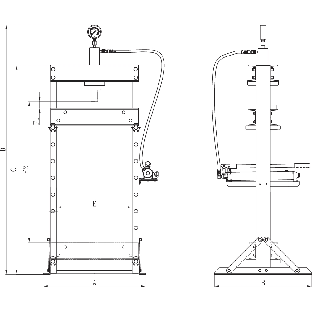 Presse d'atelier manuelle 20T bâti boulonné DRAKKAR - 10521
